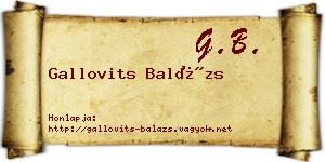Gallovits Balázs névjegykártya